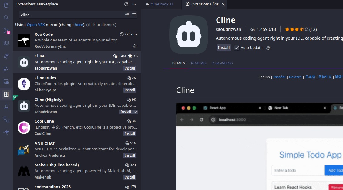 Install Cline Extension