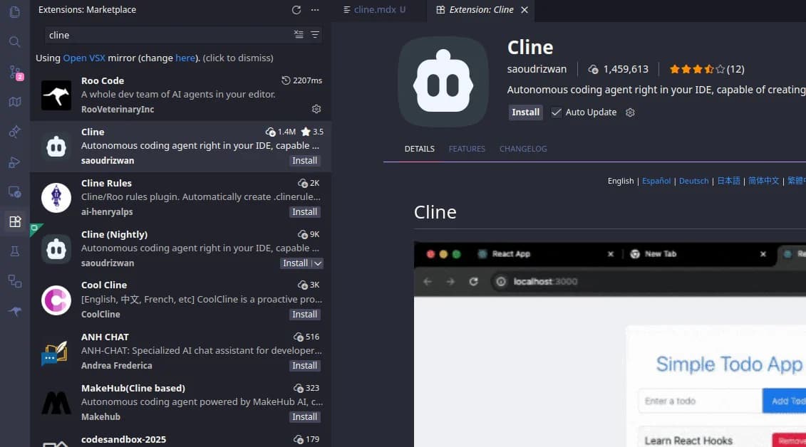 Install Cline Extension